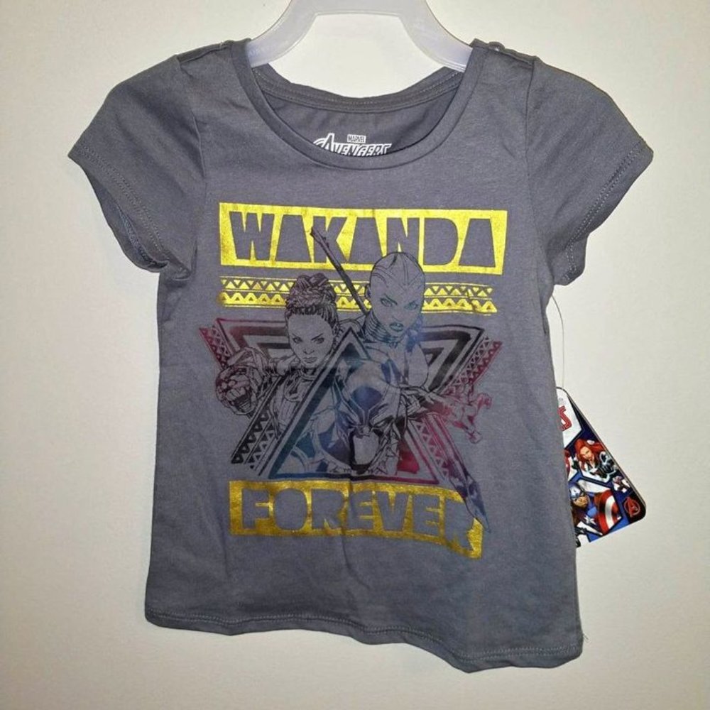 Avengers toddler Little girl marvel Tee shirt WAKANDA FOREVER 4T K-086